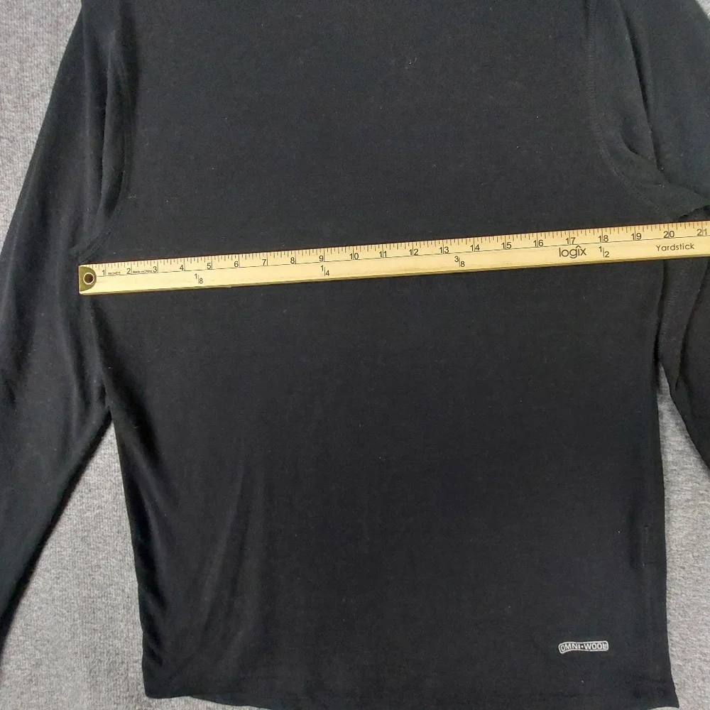 OMNI WOOL MENS BLACK POLYESTER WOOL BLEND LONG SLEEVE BASE LAYER TOP SIZE XL